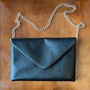 Black Envelope Crossbody Bag with Chain Strap